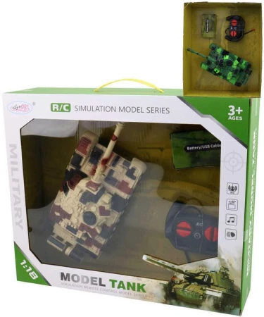 RC Tank na vysílačku 27MHz na baterie 1:18 USB Světlo Zvuk 2 barvy RC Tank na vysílačku 27MHz na baterie 1:18 USB Světlo Zvuk 2 barvy
