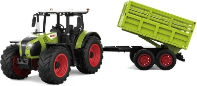 RC Traktor Claas set s vlečkou na vysielačku 2,4GHz na batérie Svetlo
