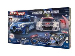 RE.EL Toys autodráha licencovaná Polizia 3v1 1:43 3 metry, 3 sestavy, LED světla