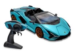 RE.EL Toys RC auto Lamborghini Sian 1:16 modrá metalíza, proporcionální RTR LED 2,4Ghz