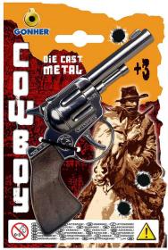 Revolver dětský kovbojský 14cm kovový kolt stříbrný