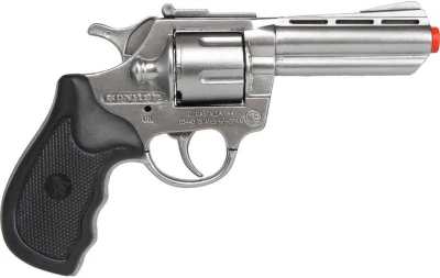 Revolver policejní stříbrný 17cm dětská kovová zbraň kapslovka 8 ran