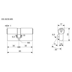 Richter Vložka cylindrická 30+35 6kl. Ms, 3.třída bezpečnosti