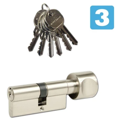 Richter Vložka cylindrická 30+35 s knoflíkem 6kl. Ni, 3.třída bezp.RICHTER