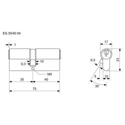 Richter Vložka cylindrická 35+40 6kl. Ni, 3.třída bezpečnosti