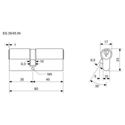 Richter Vložka cylindrická 35+45 6kl. Ni, 3.třída bezpečnosti