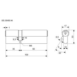 Richter Vložka cylindrická 35+65 6kl. Ni, 3.třída bezpečnosti