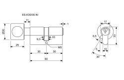 Richter Vložka cylindrická K30+30 s knoflíkem 6kl. Ni, 3.třída bezp.RICHTER