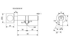 Richter Vložka cylindrická K30+35 s knoflíkem 6kl. Ni, 3.třída bezp.RICHTER