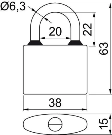 Richter Zámek visací OVAL.38 SET 3 zámků na SU 6kl.