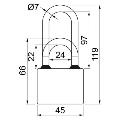 Richter Zámek visací OVAL 45 prodloužený 3kl.