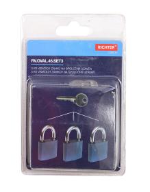 Richter Zámek visací OVAL.45 SET 3 zámků na SU 6kl.