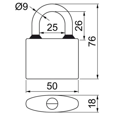 Richter Zámek visací OVAL 52 3kl. na stejný uzávěr