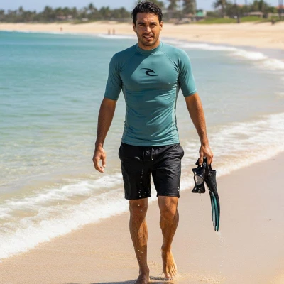 RIP CURL Pánské lycrové triko WAVES, krátký rukáv