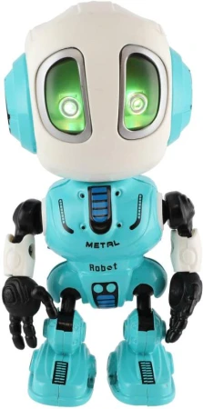 Robot Echo modrý kovový opakujúci vety na batérie Svetlo Zvuk