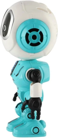 Robot Echo modrý kovový opakujúci vety na batérie Svetlo Zvuk