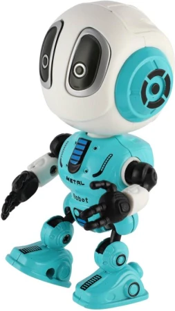 Robot Echo modrý kovový opakujúci vety na batérie Svetlo Zvuk