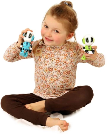 Robot Echo modrý kovový opakujúci vety na batérie Svetlo Zvuk