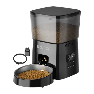 Rojeco RWSQ-02 černé 2l automatické krmítko pro domácí zvířata s tlačítkovým ovládáním