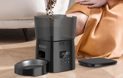 Rojeco RWSQ-02 černé 2l automatické krmítko pro domácí zvířata s tlačítkovým ovládáním