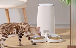 Rojeco Automatické krmítko pro zvířata 4 l v knoflíkové verzi (dvojitá miska)