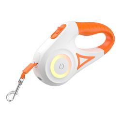Rojeco Automatické vodítko pro psy LED 5 m (bílé a oranžové) Rojeco Automatické vodítko pro psy LED 5 m (bílé a oranžové)