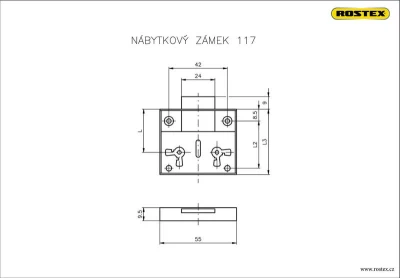Rostex Zámek nábytkový 117/30 klíč