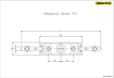 Rostex Zámek nábytkový 701 rozvor. bez tyčí