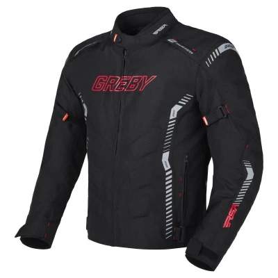 RSA Greby 2 černo-šedo-červená pánská motocyklová bunda