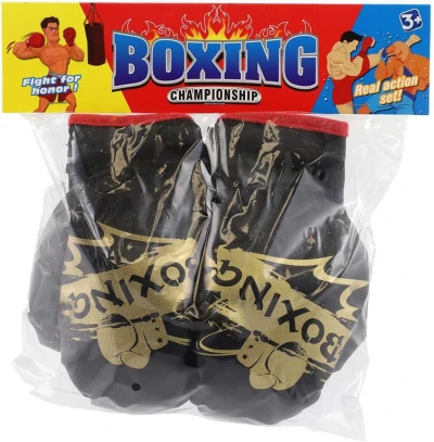 Rukavice boxerské dětské černé s grafikou set 1 pár v sáčku
