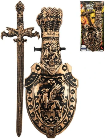 Rytířská souprava dětský meč 48cm se štítem a rukavicí zdobený plast na kartě Rytířská souprava dětský meč 48cm se štítem a rukavicí zdobený plast na kartě