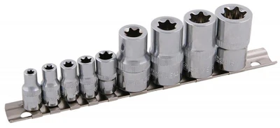 Sada 1/4", 1/2" 9díl. hlavic TORX, E5-E18 Sada 1/4", 1/2" 9díl. hlavic TORX, E5-E18