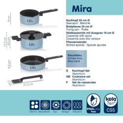 Sada hrnců Mira s keramickým povrchem 5 ks, kouřově modrá