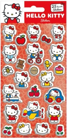 Samolepky Hello Kitty 3D 25ks opakovaně použitelné 1 arch Samolepky Hello Kitty 3D 25ks opakovaně použitelné 1 arch
