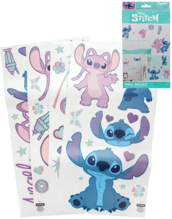 Samolepky na stěnu Disney Stitch Angel nástěnná dekorace 58ks Samolepky na stěnu Disney Stitch Angel nástěnná dekorace 58ks