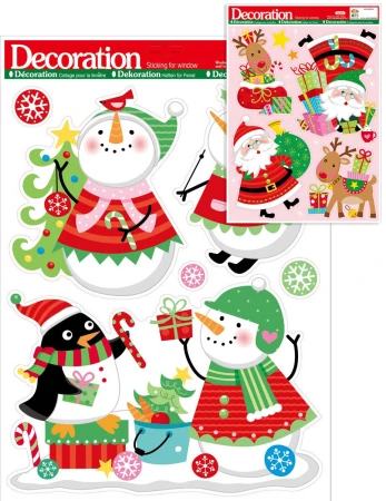 Samolepky Vánoční dekorace na okno 1 arch 2 druhy