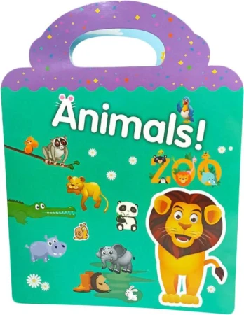Samolepky zvieratká v ZOO Kniha plná samolepiek AJ