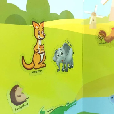 Samolepky zvířátka v ZOO Kniha plná samolepek AJ