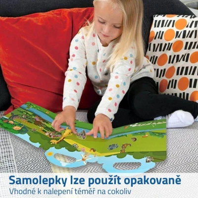 Samolepky zvířátka v ZOO Kniha plná samolepek AJ