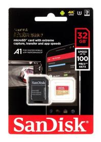 Sandisk Paměťová karta Extreme microSDHC 32GB 100/60 MB/s V30 A1 U3 4K (SDSQXAF-032G-GN6MA)