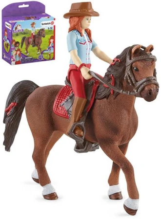 Schleich Hannah na koni figurka ručně malovaná herní set s doplňky plast Schleich Hannah na koni figurka ručně malovaná herní set s doplňky plast