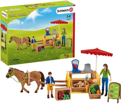 Schleich Mobilní farmářský stánek herní set s koněm a figurkami