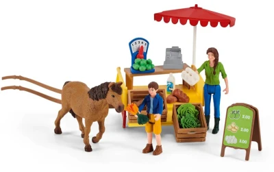 Schleich Mobilní farmářský stánek herní set s koněm a figurkami