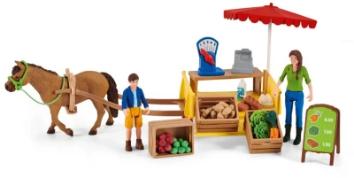 Schleich Mobilní farmářský stánek herní set s koněm a figurkami