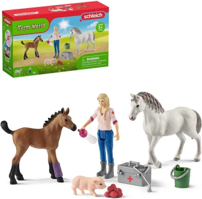 Schleich Návštěva lékaře u klisny a hříběte herní set 2 koníci s doplňky Schleich Návštěva lékaře u klisny a hříběte herní set 2 koníci s doplňky