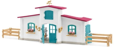 Schleich Stáj u jezera herní set se 3 koníky a 2 figurkami s doplňky plast