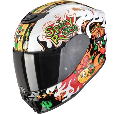 Scorpion EXO-JNR Air Yucatan bílo-oranžovo-černá dětská helma na motorku