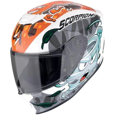 Scorpion EXO-JNR AIR The4elements bílo-modro-oranžová dětská přilba na motorku