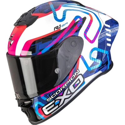 Scorpion EXO-R1 EVO II Air Cornering bílo-modro-růžová integrální helma na motorku