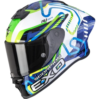 Scorpion EXO-R1 EVO II Air Cornering bílo-modro-zelená integrální helma na motorku